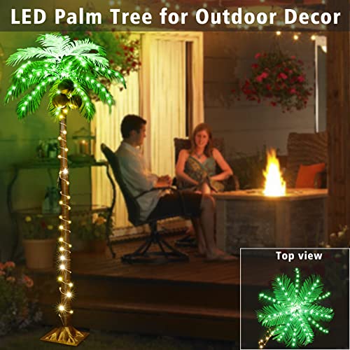 lighted palm tree with coconuts 6FT LED Lighted Outdoor Artificial Palm Tree – Lizzie Lahaina Couture Swimwear Made In Maui
