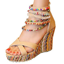 Load image into Gallery viewer, Boho Chic Beaded Wedge Platform Sandals