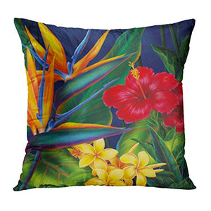 18 x 18 Tropical Hawaiian Floral Pillow Cases Set of 4