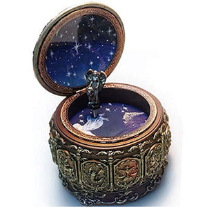 Vintage Music Box with Constellations Rotating LED Lights Twinkling Mechanism Music Box