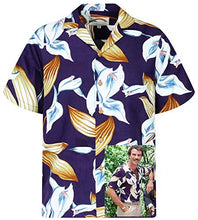 Load image into Gallery viewer, Original Tom Selleck, Calla Lily, Purple, Hawaiian Shirt (up to 4X)