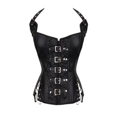 Load image into Gallery viewer, Leather Open Corset with Brass Buckles