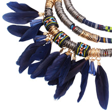 Load image into Gallery viewer, Boho Chic Natural Feather necklace and earrings set