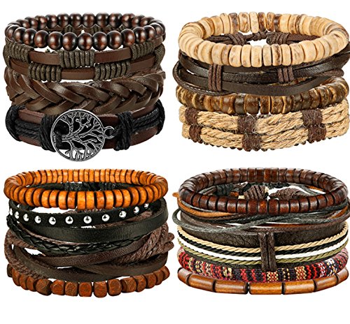 Leather Bracelet for Men Women Woven Cuff Bracelets – Lizzie