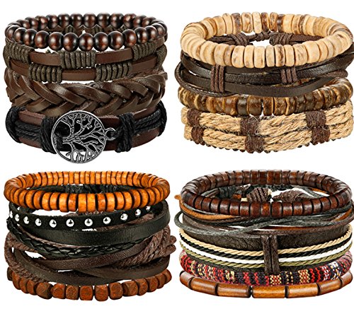Leather Bracelet for Men Women Woven Cuff Bracelets