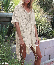 Load image into Gallery viewer, Woven Knit Women&#39;s Bikini Cover up Beige