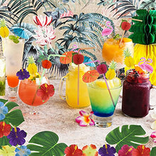 Load image into Gallery viewer, Luau Party Decorations (112 PCS) Including Banner, Table Skirt, Straws, Flamingo, Pineapple Décors.