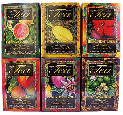 Hawaiian Islands Tea Company Tropical Tea Assortment, 20 Count, Net Wt. 1.27 Ounce (Pack of 6) : Grocery & Gourmet Food