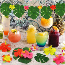 Load image into Gallery viewer, 53pcs  Feaux Tropical Palm Leaves  and Hibiscus