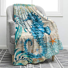 Load image into Gallery viewer, Sea Horse Blanket Smooth Soft Ocean Style Print Throw Blanket for Sofa Chair Bed Office Gift 50&quot;x60&quot;