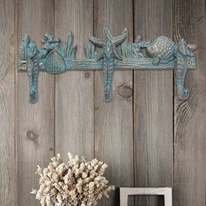 Decorative Cast Iron Seahorse Wall Hook Row
