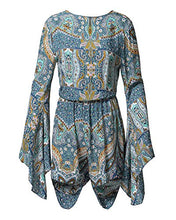 Load image into Gallery viewer, Women&#39;s Boho V Neck Print Romper with Long Flare Sleeves