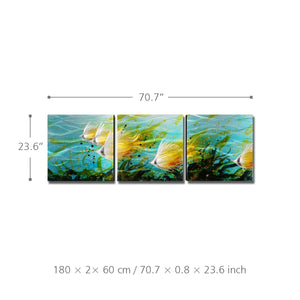 Exquisite 3-Panel Aluminum Wall Art Tropical Fish  71"x24"