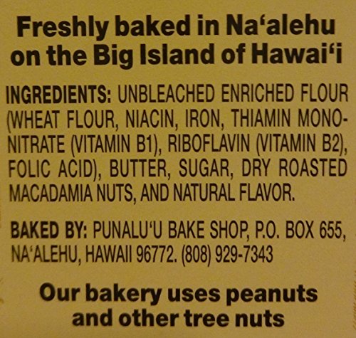 Punalu'u Bake Shop's Original Macadamia Nut Shortbread Cookies, All Natural, 100% Butter, Freshly Baked in Hawaii, 6 Ounce Package