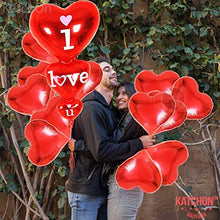 Load image into Gallery viewer, Dozen +1 Red Heart Shape Balloons - 1 I Love U Balloon - Helium Supported - Love Balloons - Valentines Day Decorations and Gift Idea for Him or Her, Wedding Birthday Decorations,Ribbon &amp; Straw Included: Toys &amp; Games