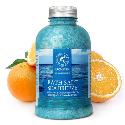 Bath Salt Sea Breeze 21.16 Ounces with Natural Essential Oils Orange & Ginseng & Seaweed - Best for Good Sleep - Relaxing - Calming - Body Care - Beauty - Aromatherapy