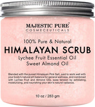 Load image into Gallery viewer, Majestic Pure Himalayan Salt Body Scrub with Lychee Essential Oil, All Natural Scrub to Exfoliate &amp; Moisturize Skin, 10 Ounce (Pack of 1)