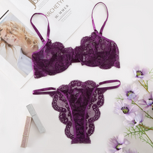 Load image into Gallery viewer, Underwire Lace Lingerie Suite in Jewel Tones