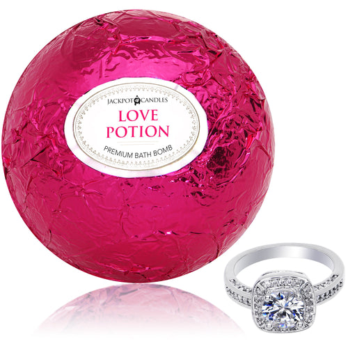 Romantic gift for Her. Bath Bomb with Ring Inside Love Potion Extra Large 10 oz. Made in USA (Surprise)