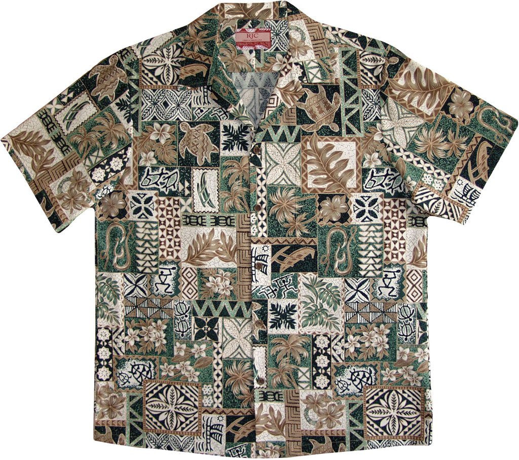 Men's Ancient Warriors Hawaiian Shirt Green Medium
