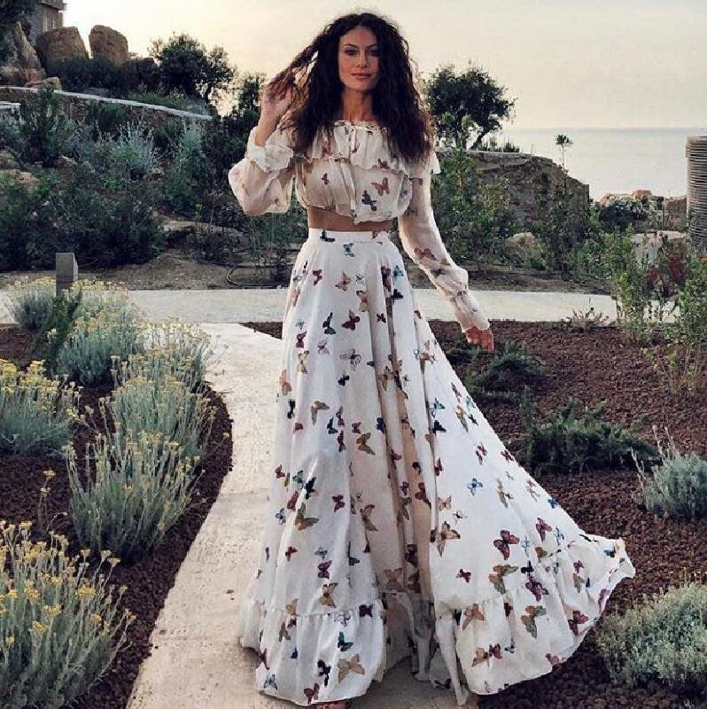 Womens Butterfly Print Two Piece Boho Dress Lizzie Lahaina Couture Swimwear Made In Maui Womens Butterfly Print Two Piece Boho Dress Lizzie Lahaina Couture Swimwear Made In Maui