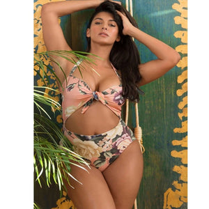 Tropical Print High Waisted Bikini (Plus Sizes)