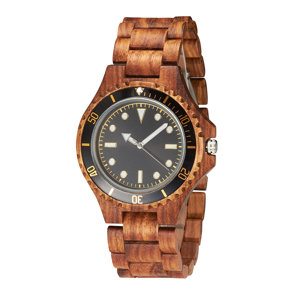 Mens Solid Wood Set Business Quartz Watch