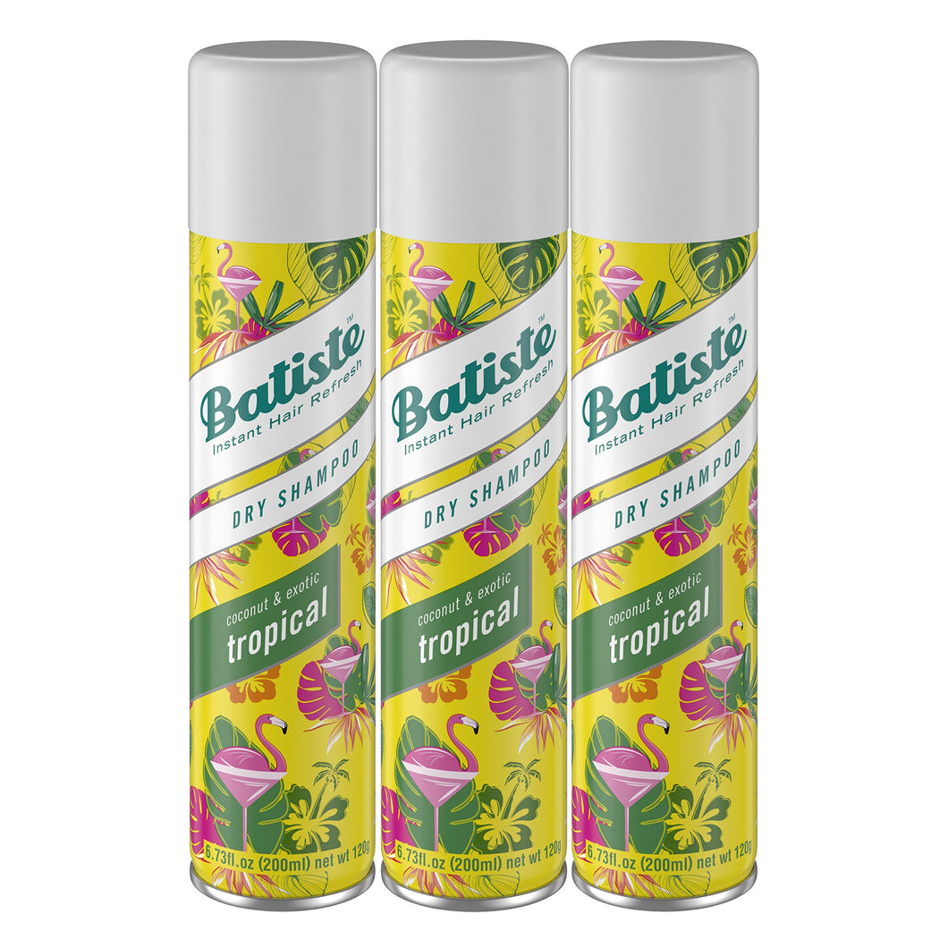 Batiste Dry Shampoo, Tropical Fragrance, 6.73 Fl Oz, Pack of 3