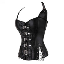 Load image into Gallery viewer, Leather Open Corset with Brass Buckles