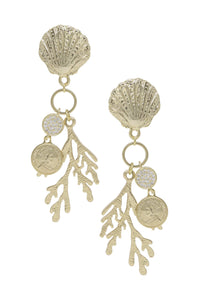 Seaside Shell & Coral 18k Gold Plated Earrings