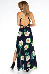 Women's Floral Sleeveless Slit Maxi Dress