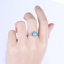 Load image into Gallery viewer, Oceanic Opal Circle Pav&#39;e Ring in 18K White Gold