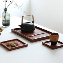 Load image into Gallery viewer, Rattan Wood Tea Tray