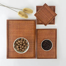 Load image into Gallery viewer, Rattan Wood Tea Tray
