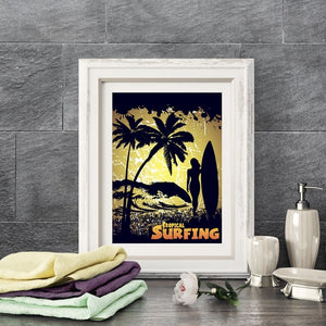 Retro Seascape Tropical Surfing Wall Art Pictures