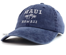 Load image into Gallery viewer, Maui Hawaii with Palm Tree Embroidered Unstructured Baseball Cap