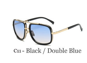Retro Designer Big Frame Square Metal Sunglasses for Men