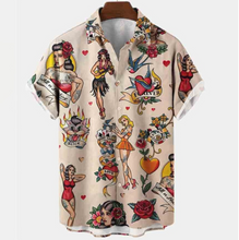 Load image into Gallery viewer, Vintage Retro Design Mermaid and Hula Girl Loose Fitting Casual Shirts (up to 5 XL)