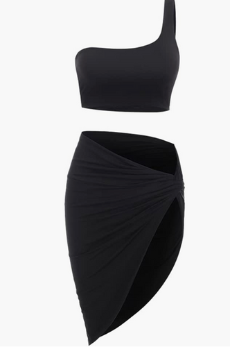 Sleek and Sexy One Shoulder Top & Split Skirt