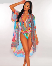 Load image into Gallery viewer, Boho Print Maillot with Chiffon Coverup (2 pc. set)