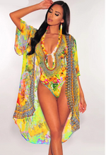 Load image into Gallery viewer, Boho Print Maillot with Chiffon Coverup (2 pc. set)