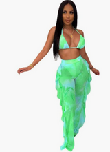 Load image into Gallery viewer, 3 pc. Set Bikini and Mesh Swimsuit Cover Up