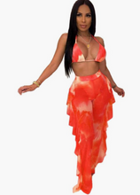 Load image into Gallery viewer, 3 pc. Set Bikini and Mesh Swimsuit Cover Up