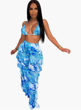 Load image into Gallery viewer, 3 pc. Set Bikini and Mesh Swimsuit Cover Up