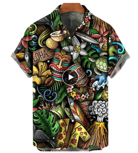 Tropical Tiki Hawaiian Print Shirt (sizes up to 5XL)