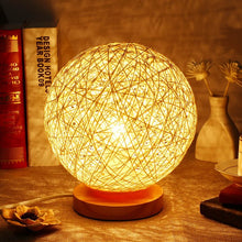 Load image into Gallery viewer, Wicker Rattan Ball Desk Table Lamp Diameter 17cm