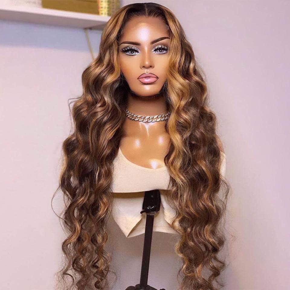 Lace Front Human Hair Blonde Body Wave Wig