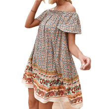 Load image into Gallery viewer, Boho Chic Off Shoulder Peasant Dress