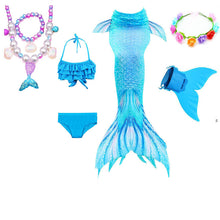 Load image into Gallery viewer, Gift Set - Mermaid Tail Girls Swimsuit with Jewelry and Fins