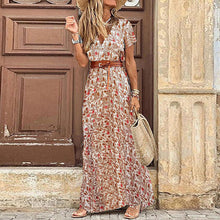 Load image into Gallery viewer, Casual V Neck Boho Chic Maxi Dress with Belt